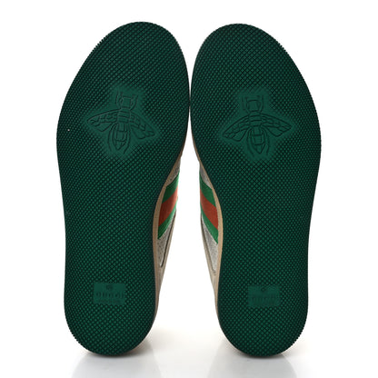 Gucci Nubuck Nylon Web Womens Screener Sneakers 36 New Sand Dusty Milk Mystic White Vintage Green 6 of 11