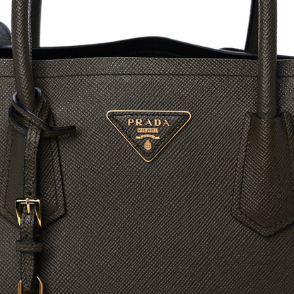 Prada Saffiano Cuir Medium Double Bag Militare 10 of 10