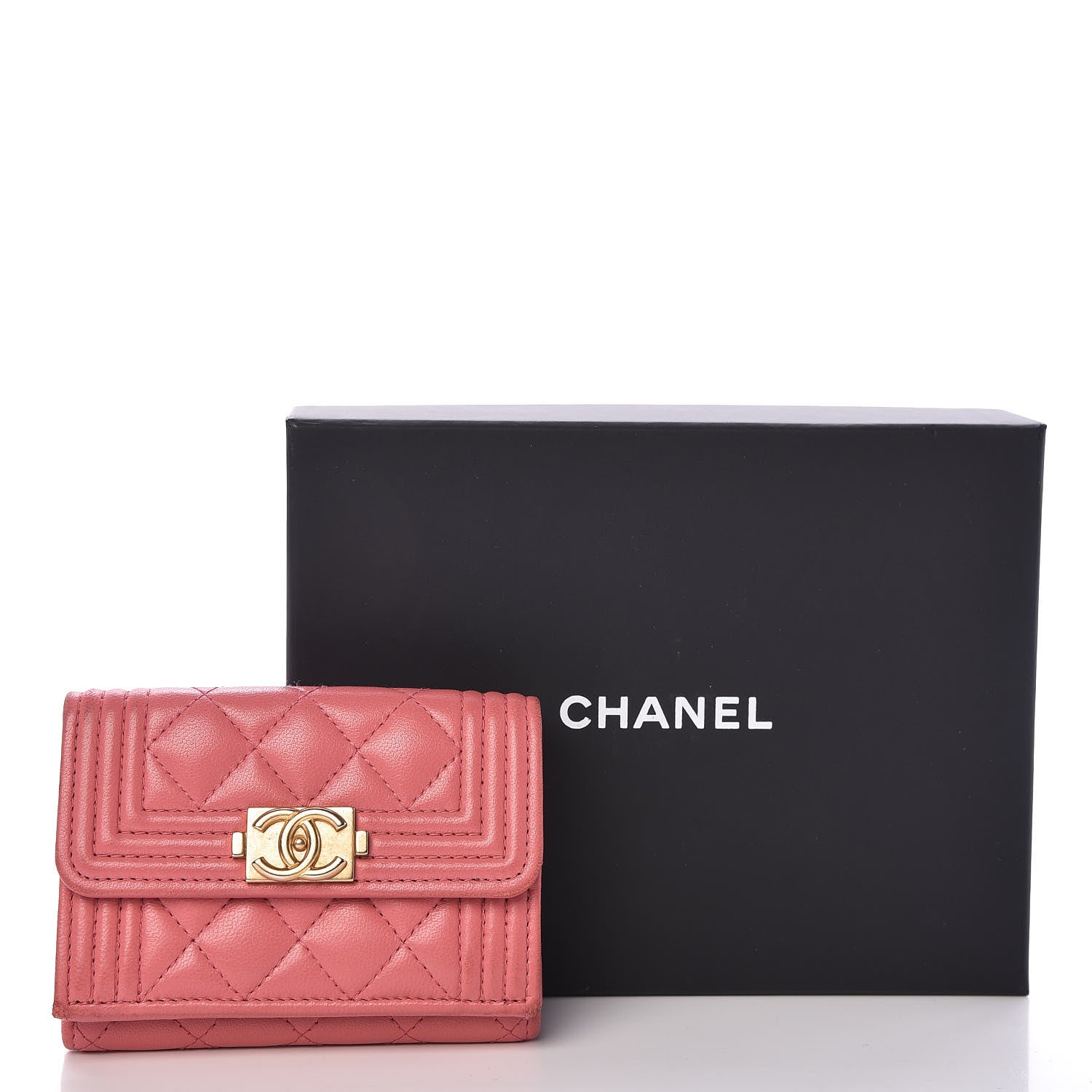 Chanel Lambskin Quilted Small Boy Flap Wallet Pink 11 of 11