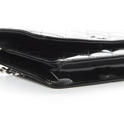 Chanel Patent Quilted Wallet On Chain WOC Black 10 of 12