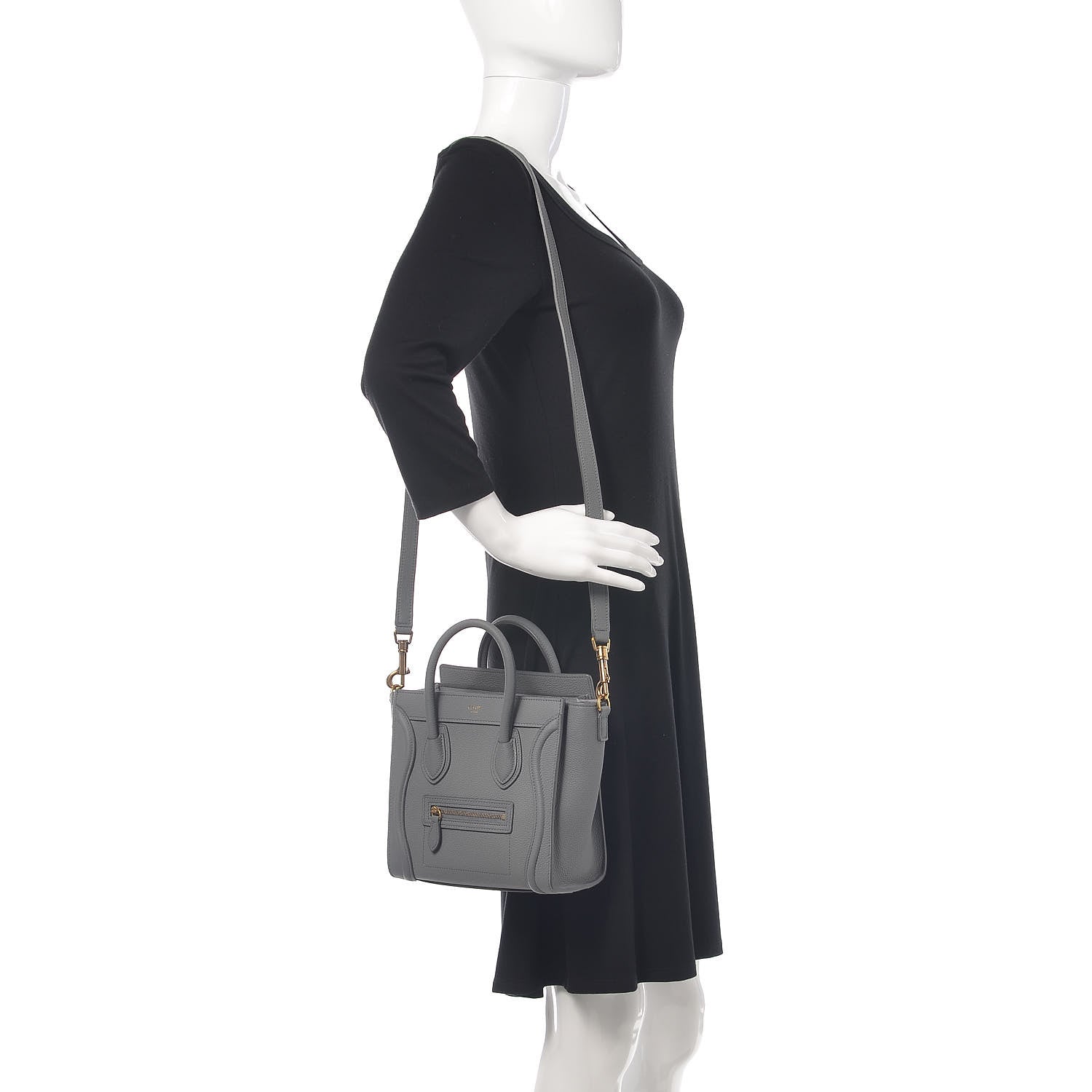 Celine Drummed Calfskin Nano Luggage Kohl 2 of 12