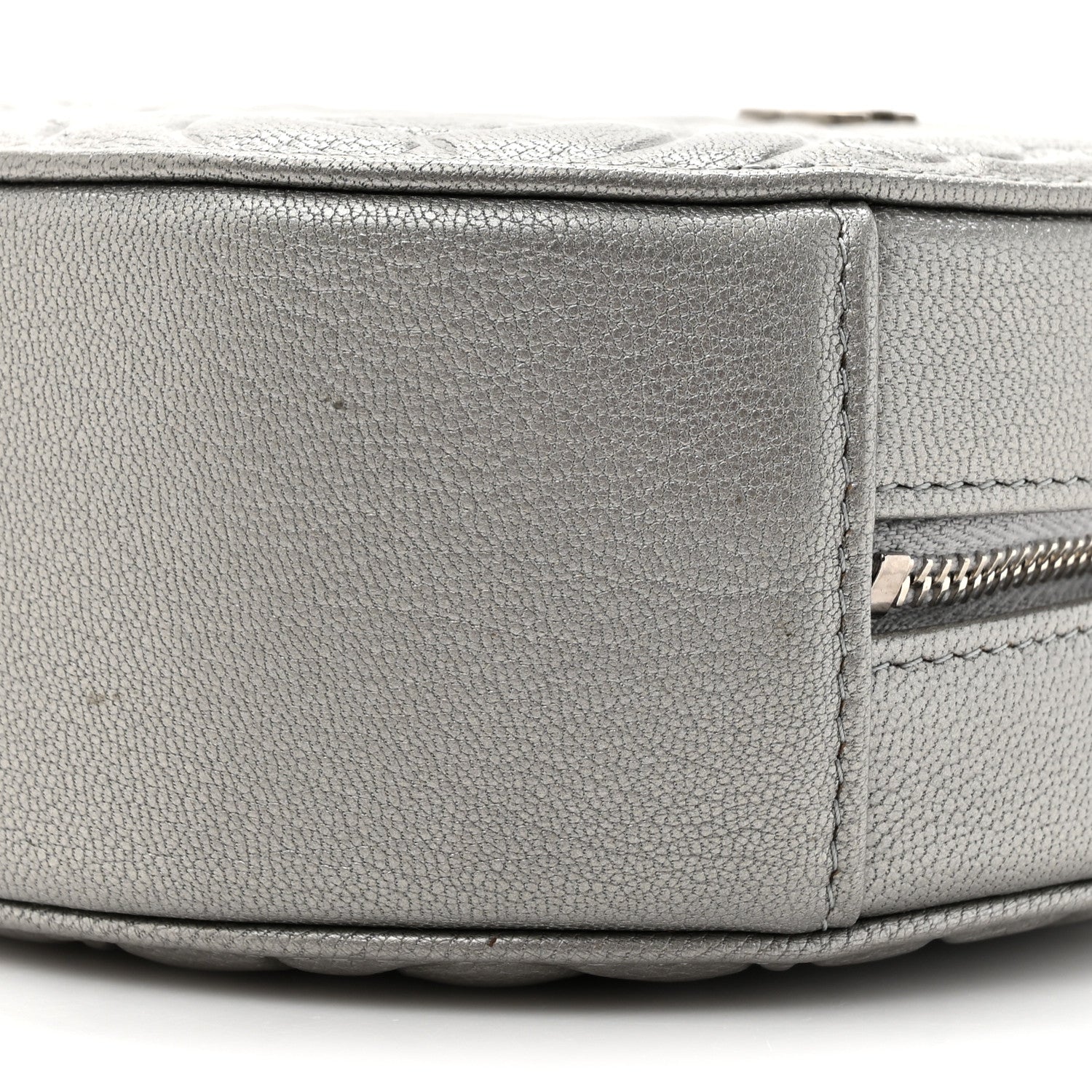 Chanel Goatskin Camellia Quilted Round Clutch With Chain Grey 9 of 12