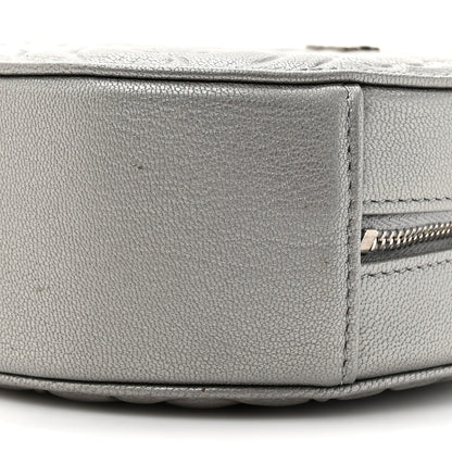 Chanel Goatskin Camellia Quilted Round Clutch With Chain Grey 9 of 12