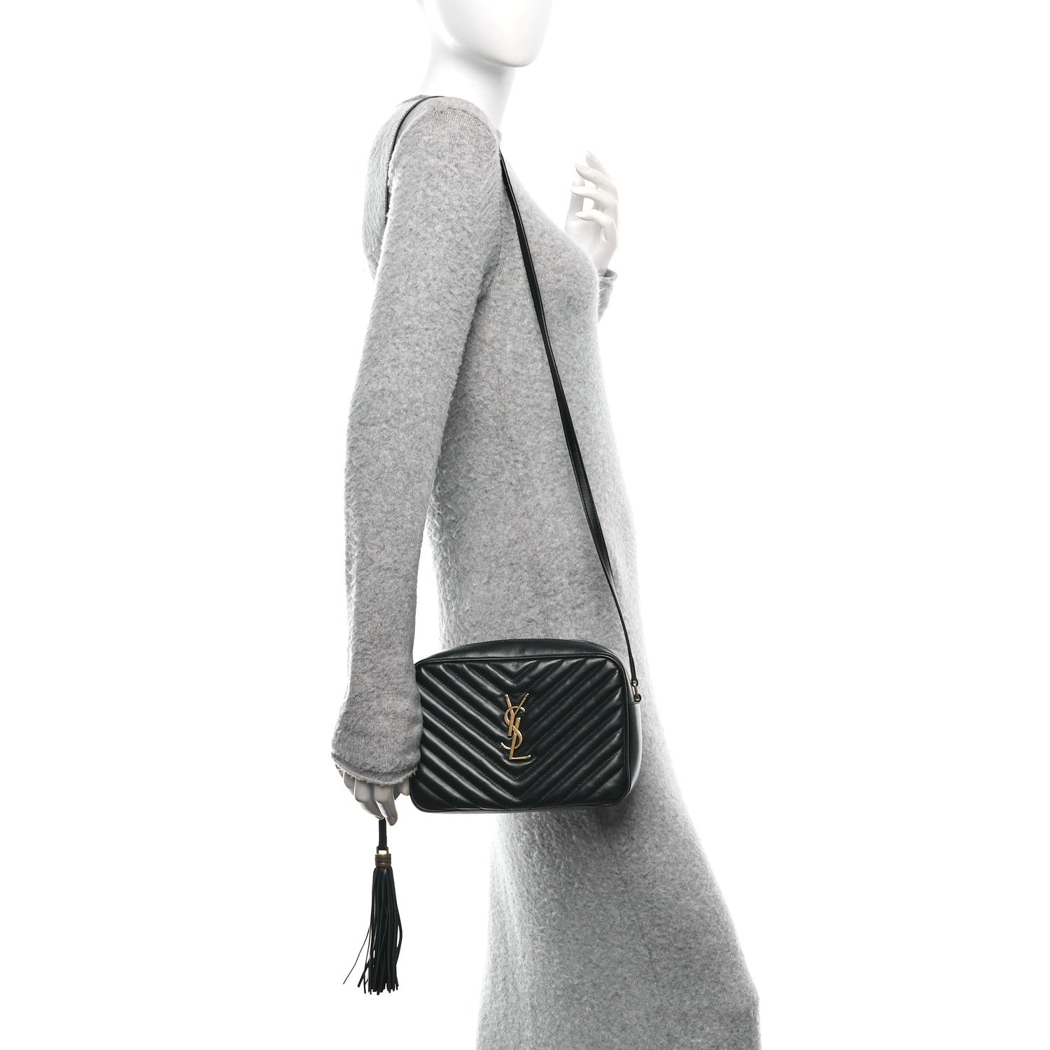 Saint Laurent Calfskin Matelasse Monogram Lou Camera Bag Black 2 of 10