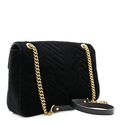 Gucci Velvet Matelasse Medium GG Marmont Shoulder Bag Black 2 of 10