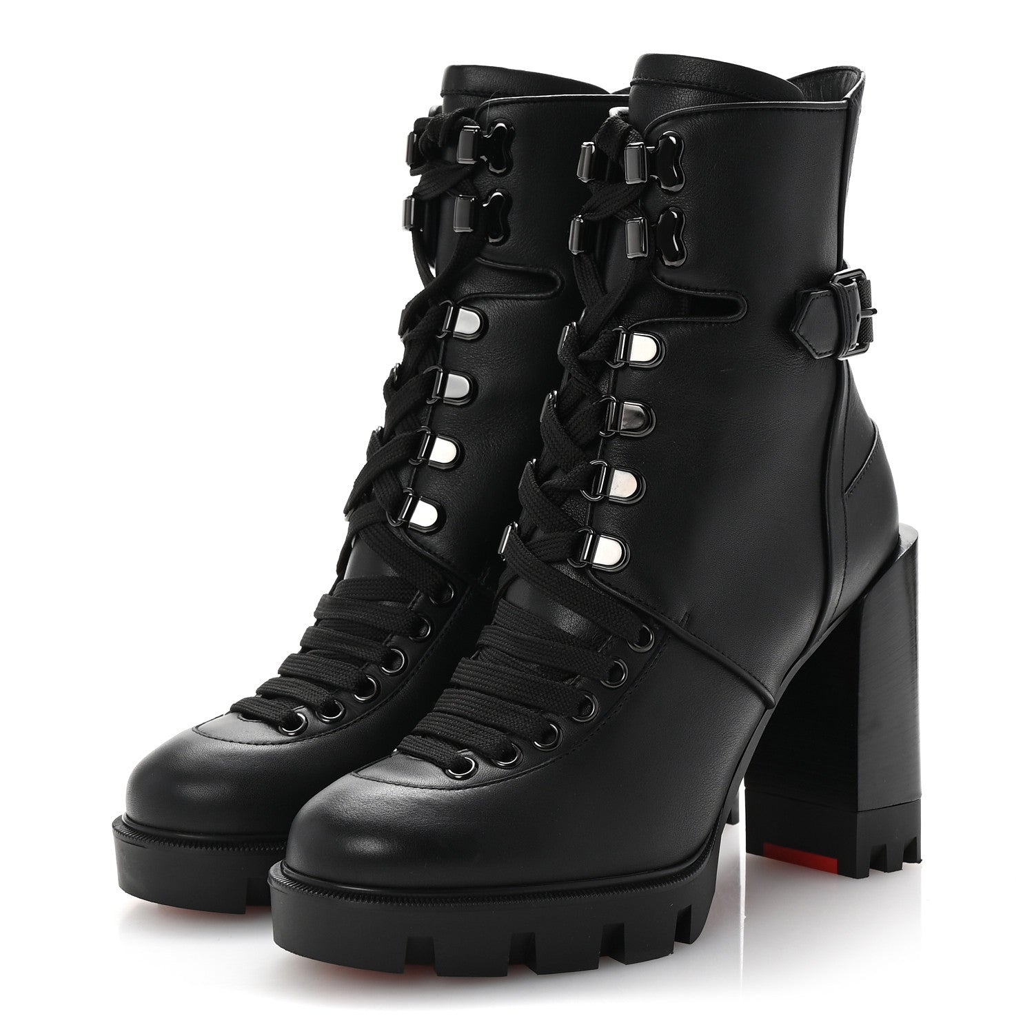 Christian Louboutin Calfskin Macademia 100 Combat Boots 37.5 Black 4 of 9