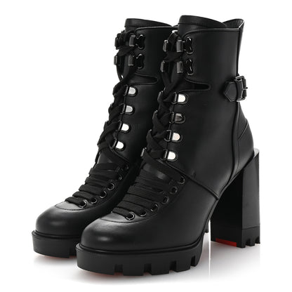 Christian Louboutin Calfskin Macademia 100 Combat Boots 37.5 Black 4 of 9