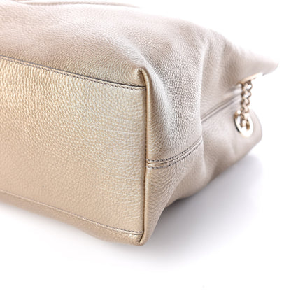 Gucci Metallic Pebbled Calfskin Medium Soho Chain Shoulder Bag Golden Beige 7 of 15