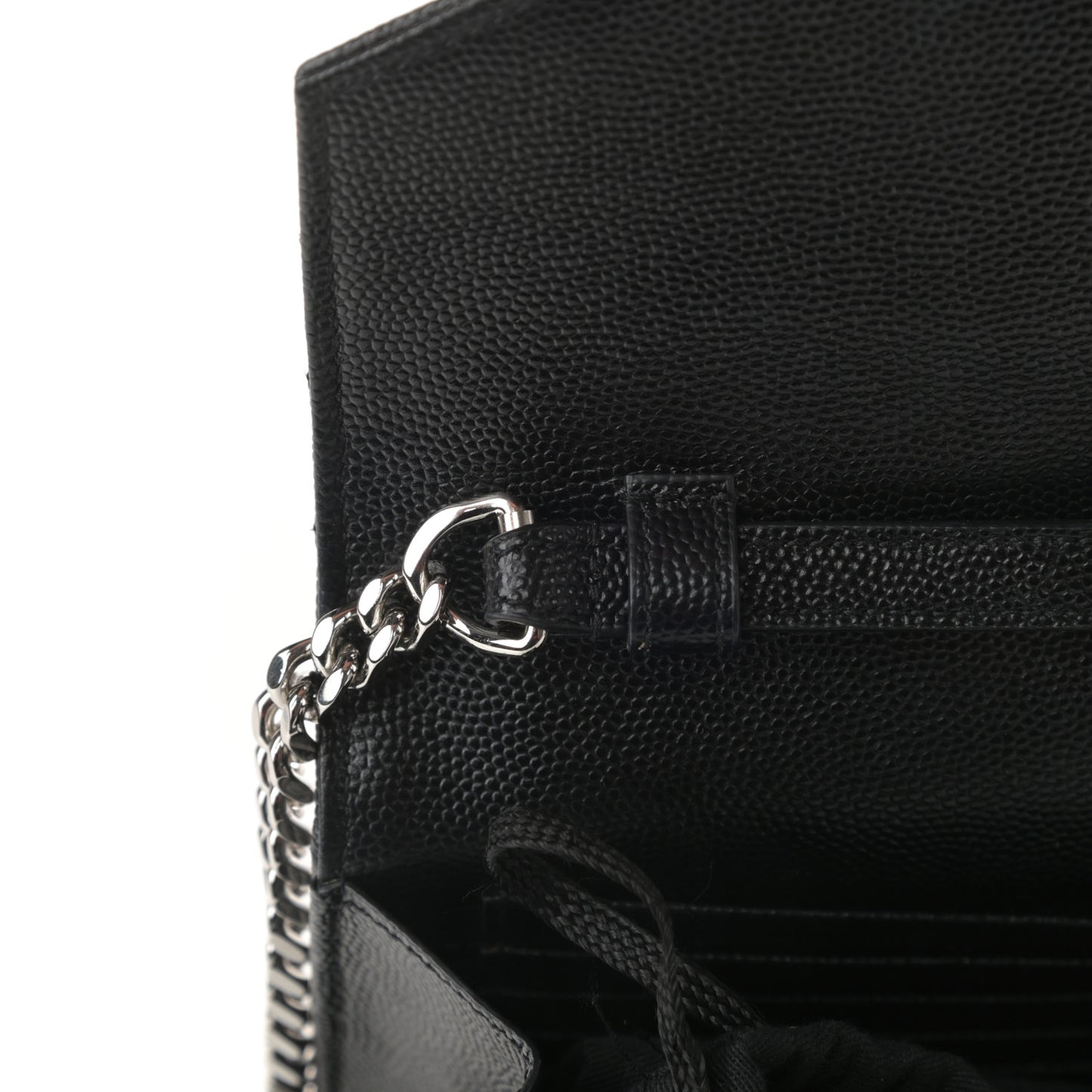 Grain De Poudre Matelasse Chevron Monogram Chain Wallet Black