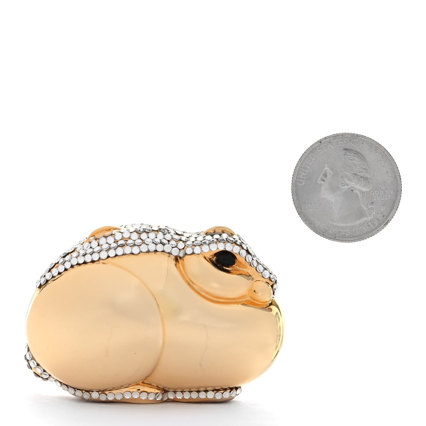Crystal Rabbit Minaudiere Pill Case Gold