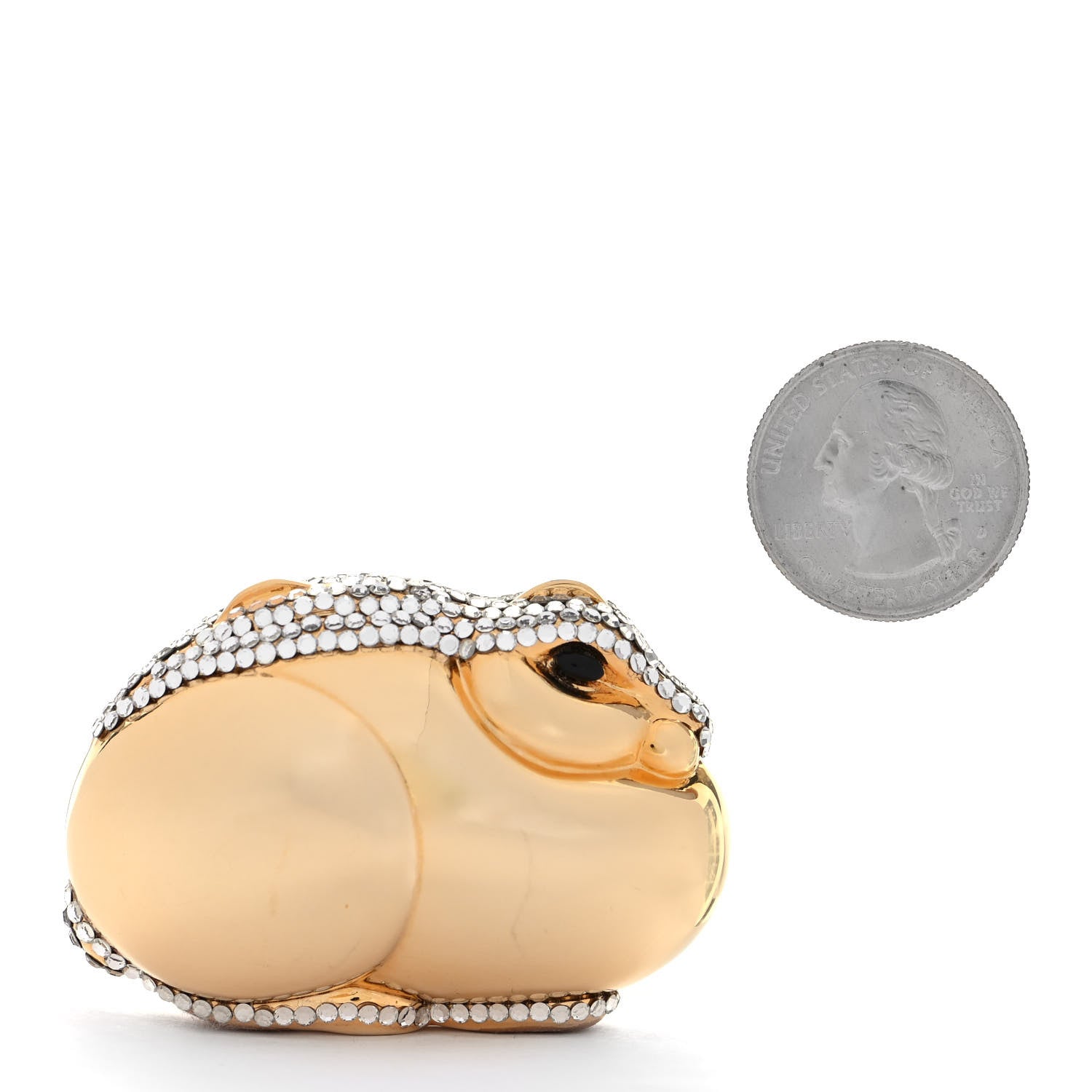 Judith Leiber Crystal Rabbit Minaudiere Pill Case Gold 2 of 4
