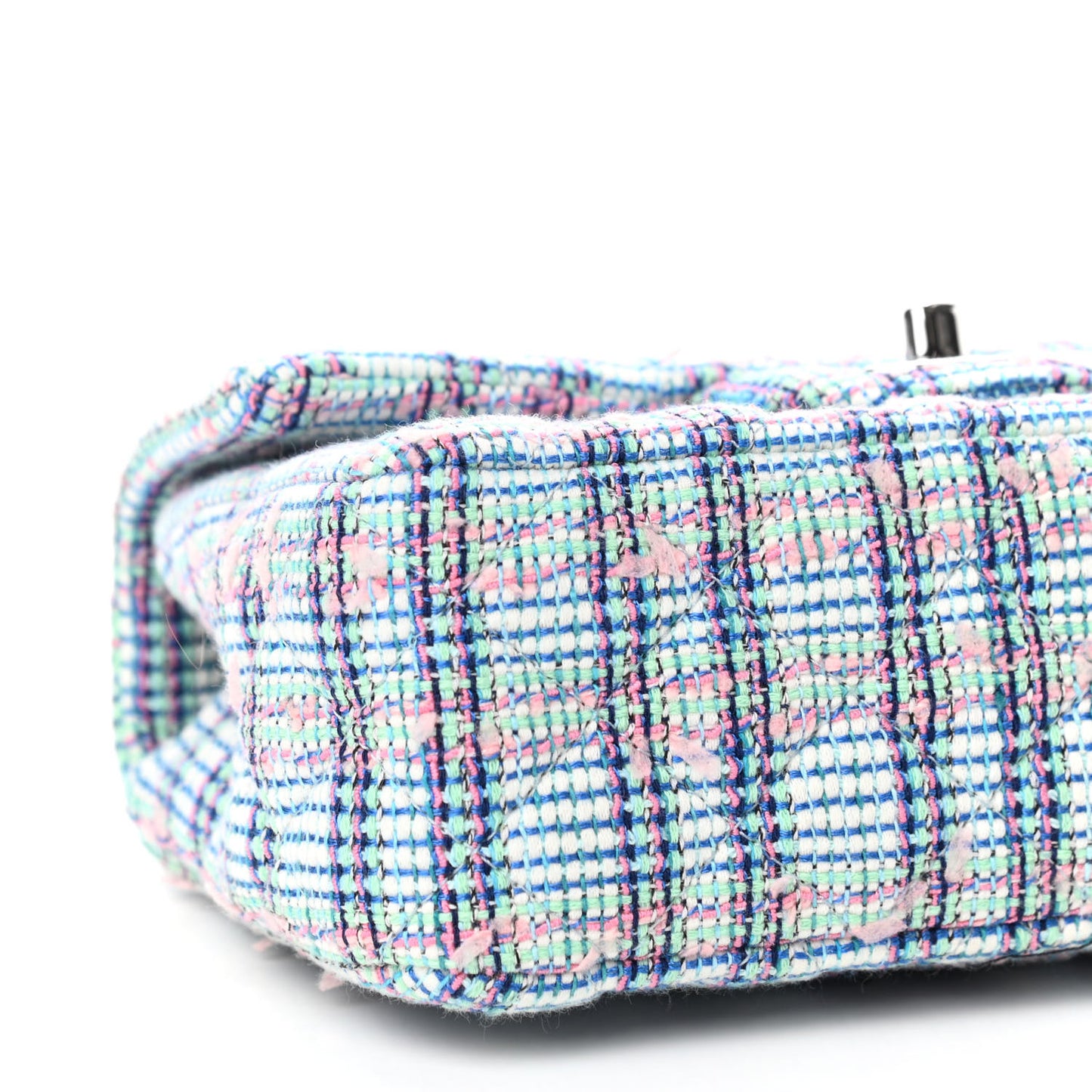 Tweed Quilted Mini Rectangular Flap Blue