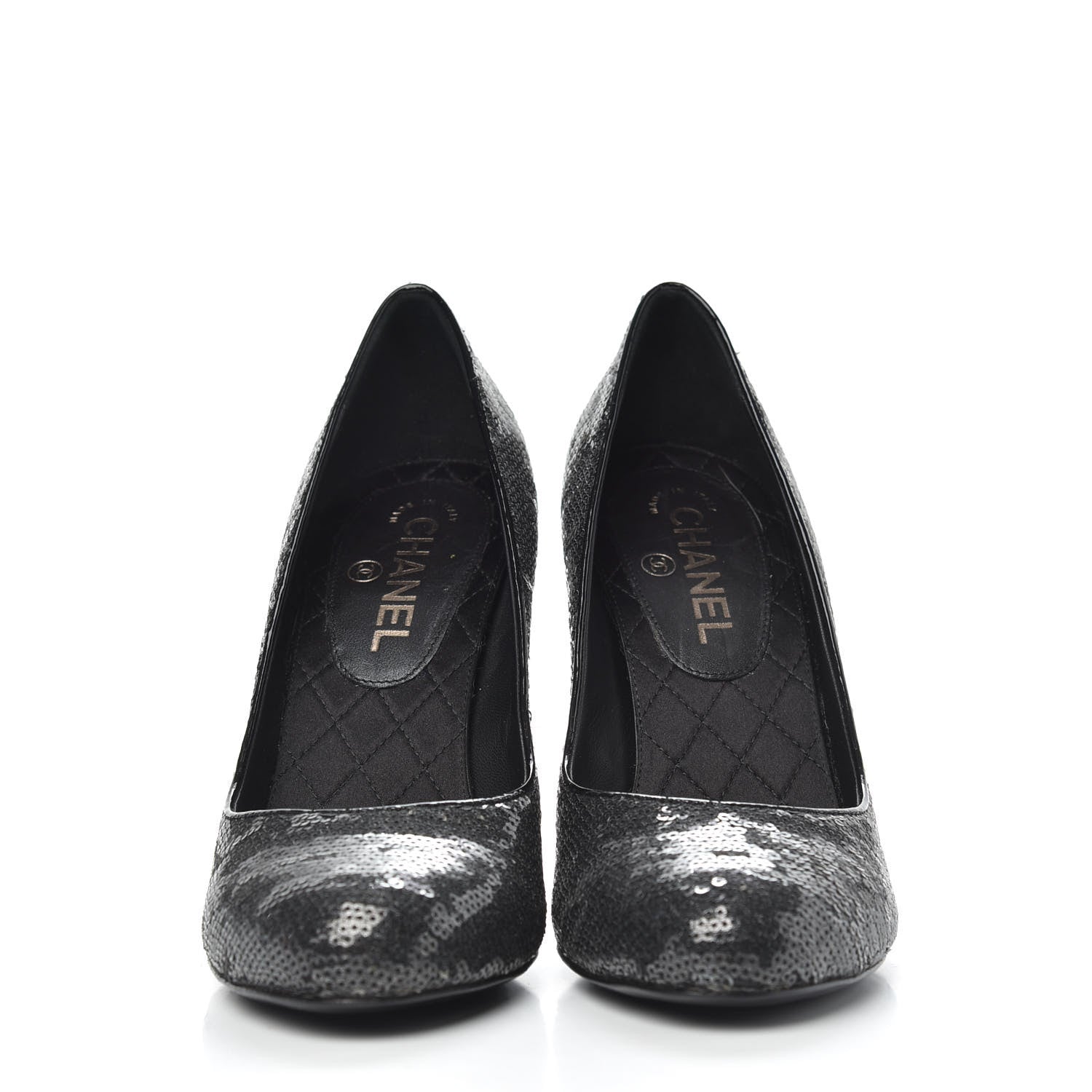 Chanel Sequin Pumps 39 Black 3 of 9
