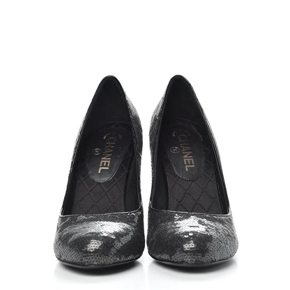 Chanel Sequin Pumps 39 Black 3 of 9