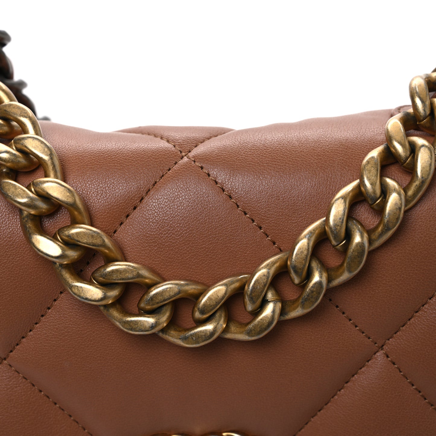 Lambskin Quilted Medium Chanel 19 Flap Brown