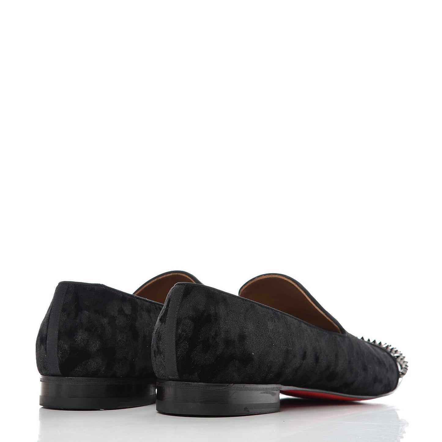 Patent Velvet Mens Spooky Spike Flat Loafers 45 Black
