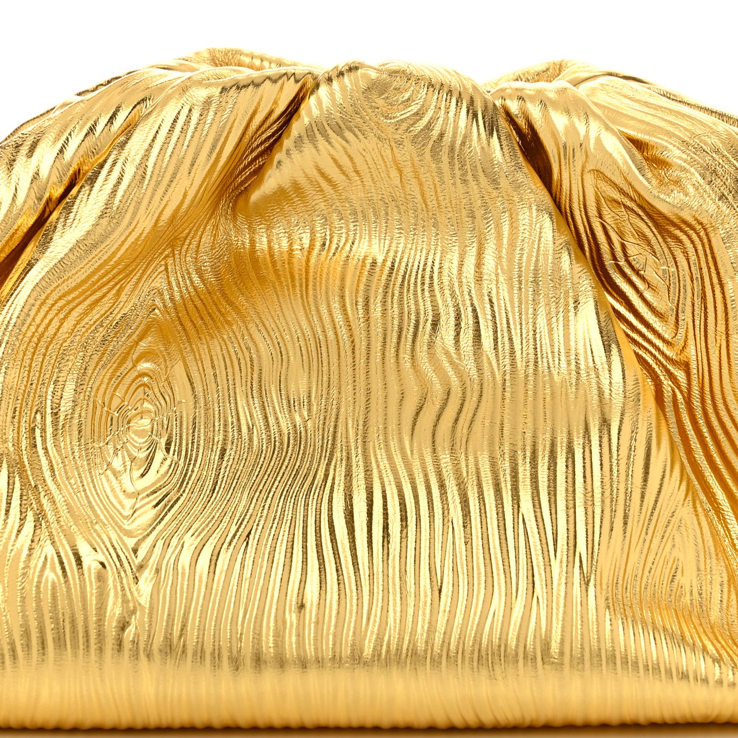 Metallic Bark Calfskin Embossed The Pouch Oversized Clutch Oro