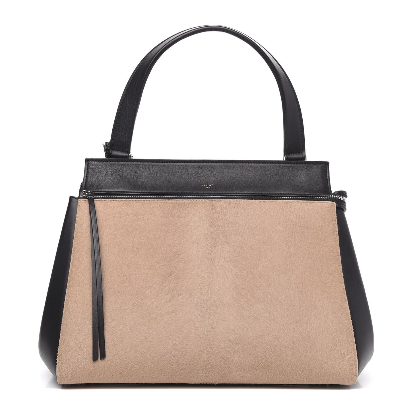 Pony Hair Calfskin Medium Edge Shoulder Bag Praline