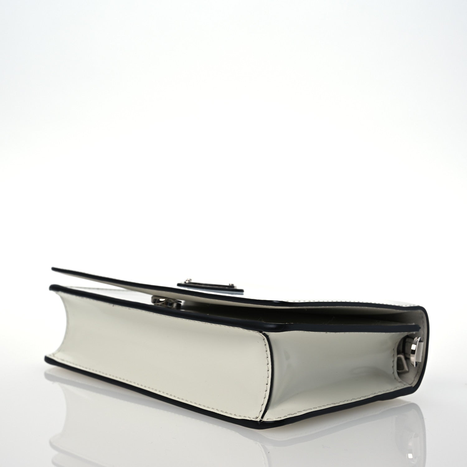 Prada Spazzolato Flap Slide Chain Shoulder Bag White 10 of 13