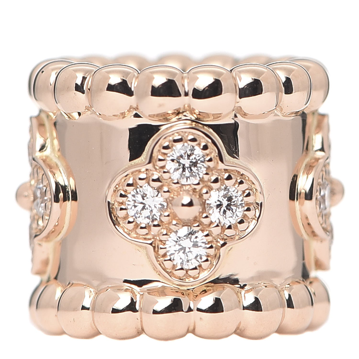 Van Cleef & Arpels 18K Rose Gold Diamond Perlee Clovers Pendant 633590 ...