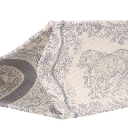 Christian Dior Canvas Embroidered Medium Dioriviera Toile De Jouy Book Tote Gray 9 of 10