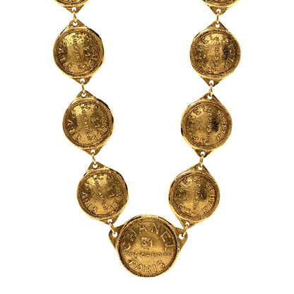 Chanel Metal CC Medallion Necklace Gold 1 of 5