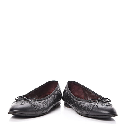 Chanel Aged Calfskin Quilted Cap Toe Ballerina Flats 40 Black 7 of 18