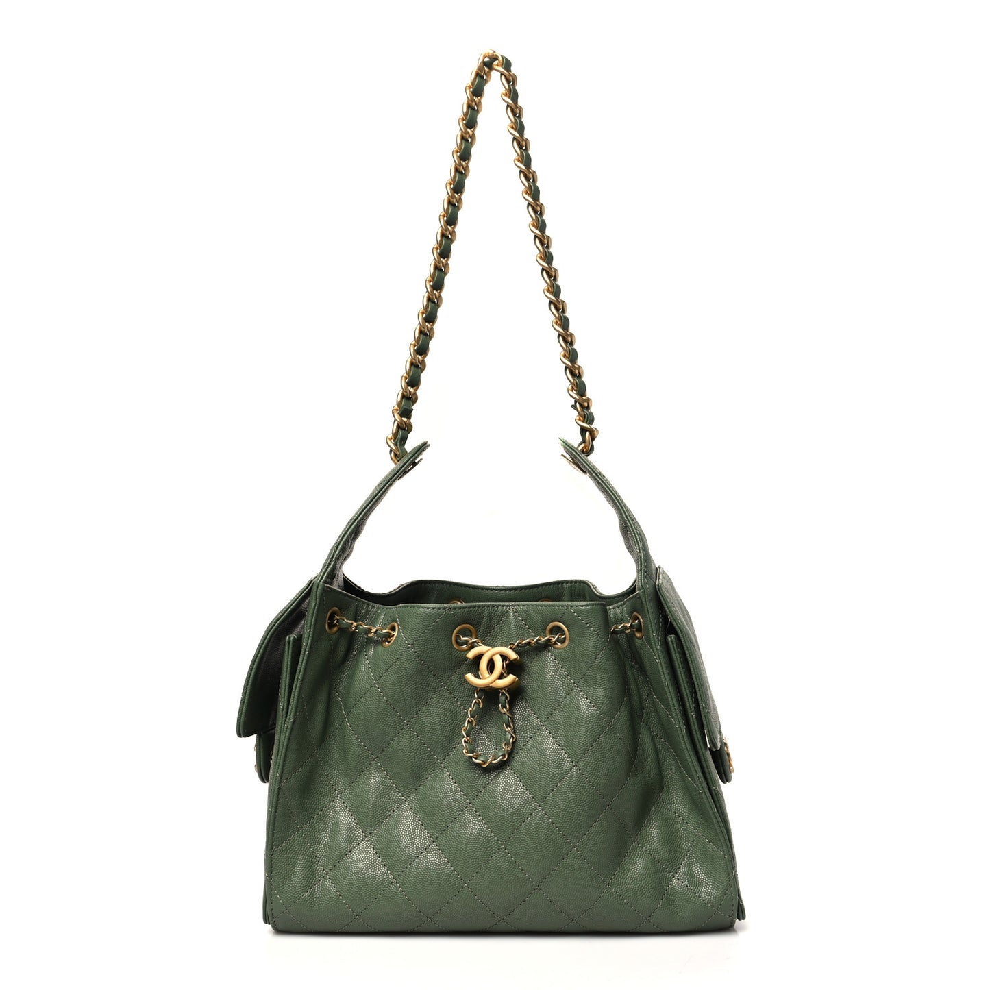 Caviar Quilted Small Chanel 25 Handbag Khaki