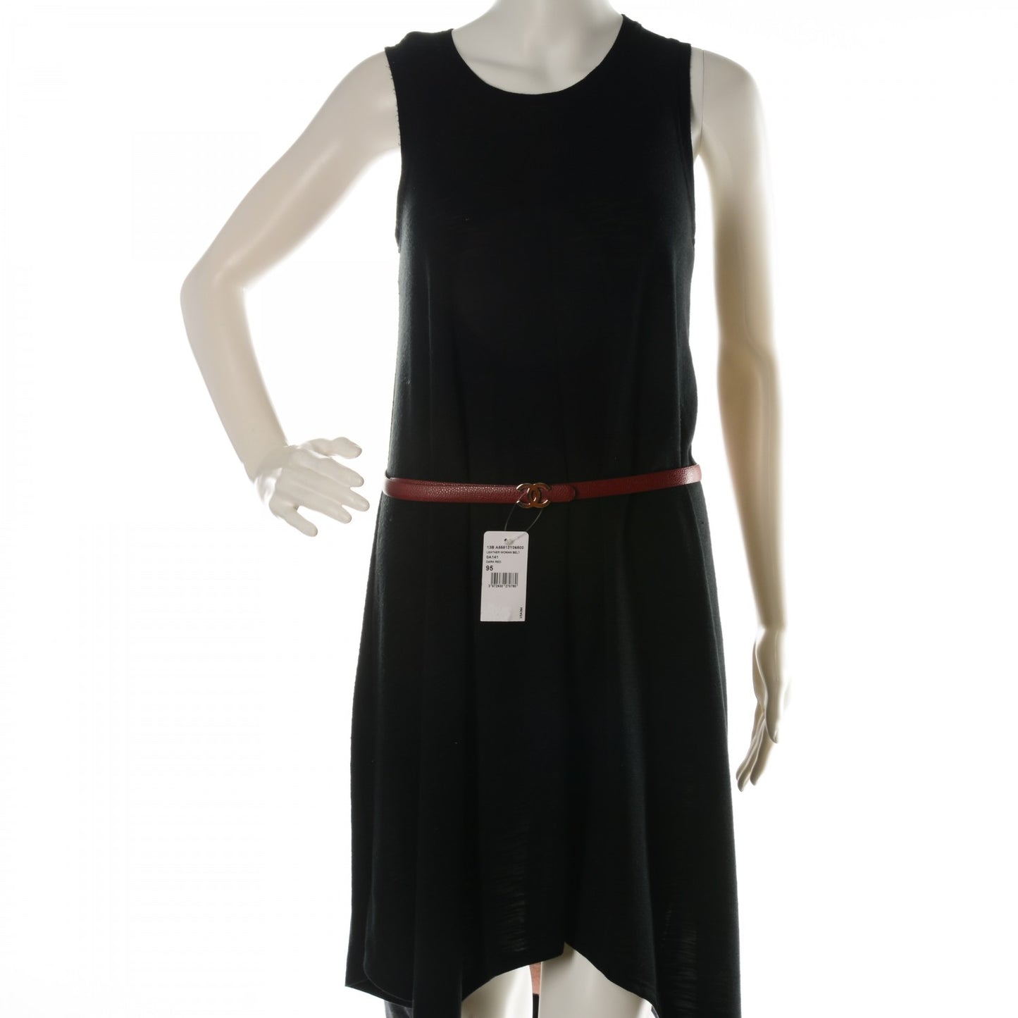 Caviar CC Logo Skinny Belt 95 38 Dark Red