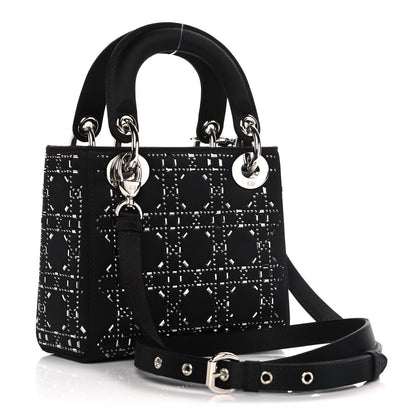 Christian Dior Satin Crystal Cannage Mini Lady Dior Black 2 of 10