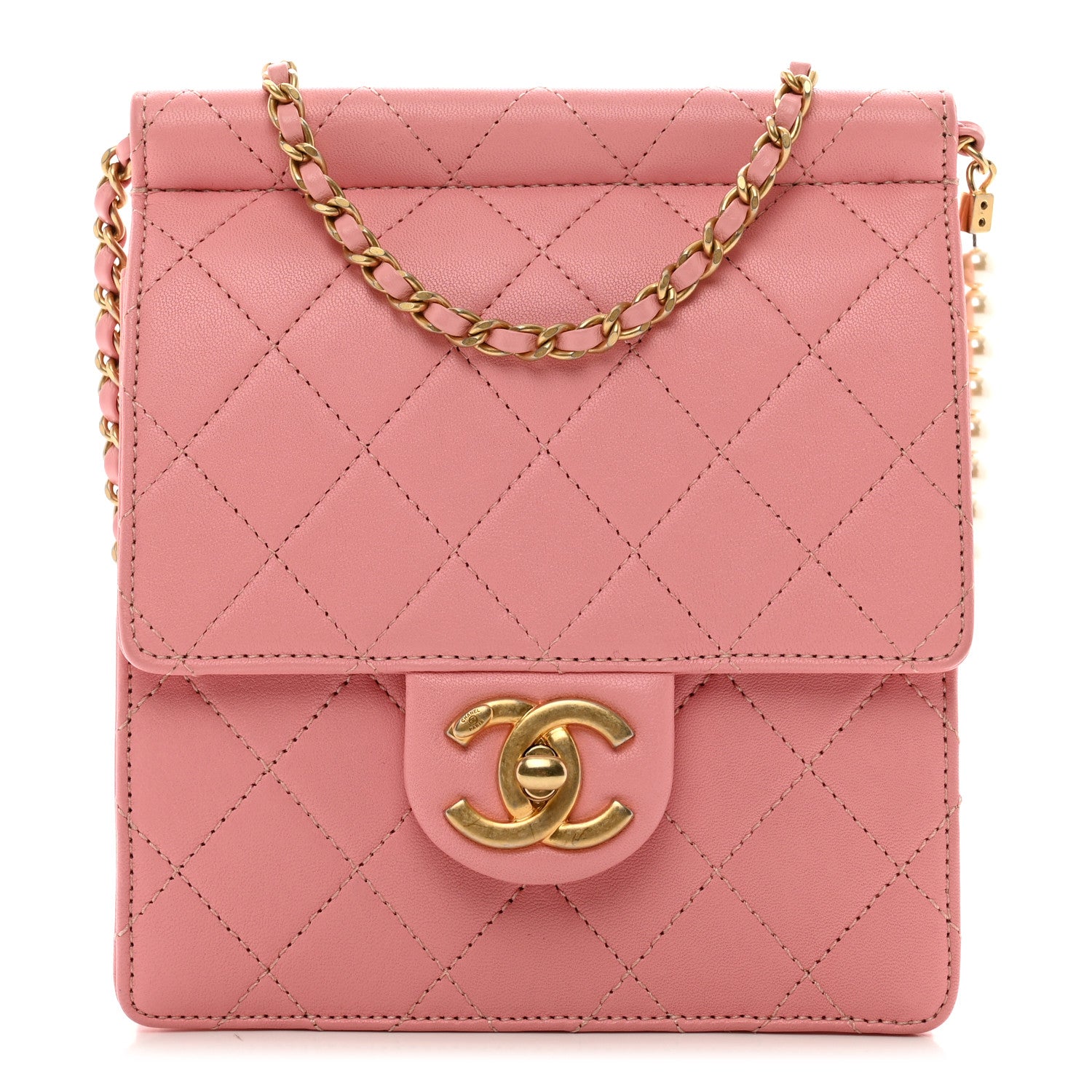 Chanel Lambskin Quilted Chic Pearls Flap Pink 1 of 11