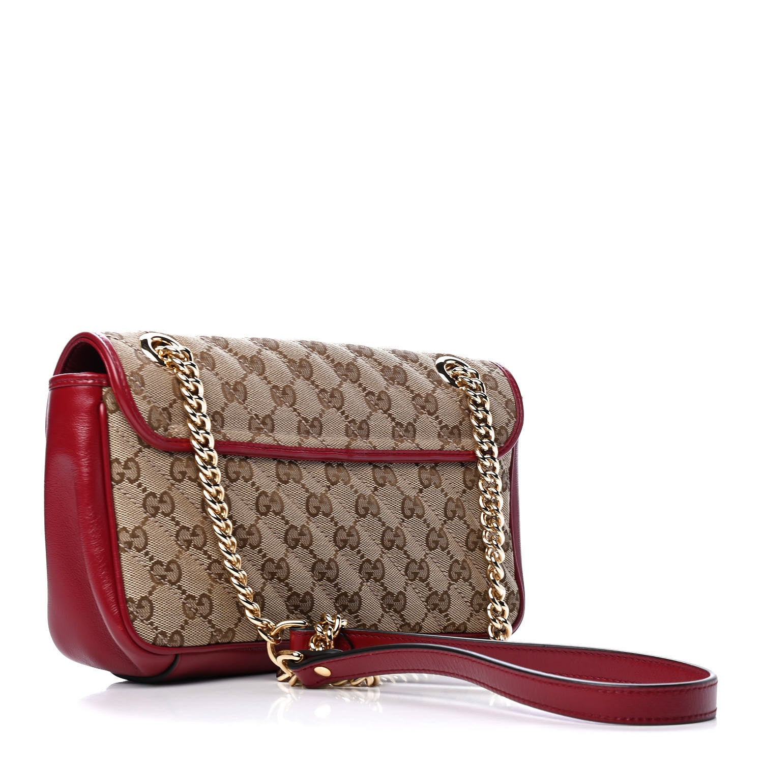Gucci Monogram Azalea Calfskin Matelasse Diagonal Small GG Marmont Shoulder Bag Beige Ebony New Cherry Red 2 of 6