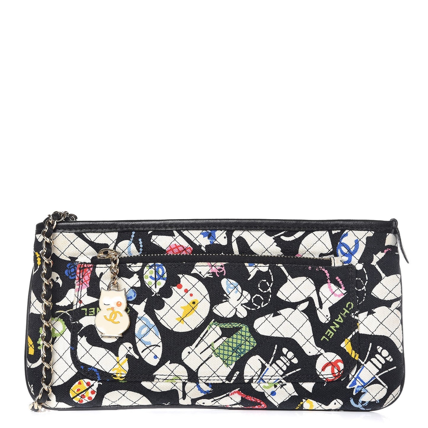 Canvas Animal Printed Cosmetic Pouch Multicolor