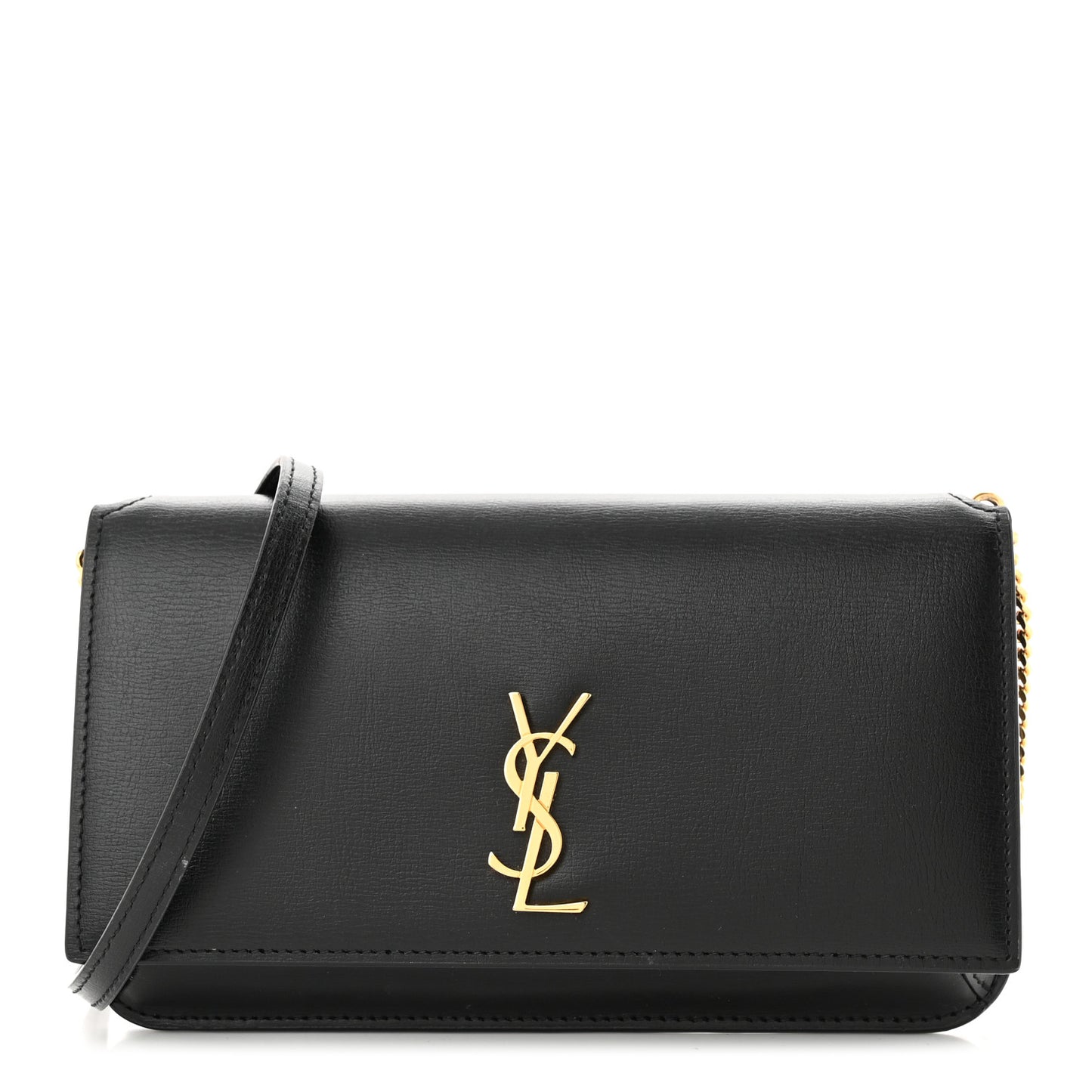 Smooth Calfskin Monogram Phone Holder Crossbody Black