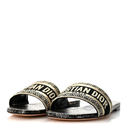 Christian Dior Canvas Lurex Embroidered Dway Mules Slide Sandals 39.5 Black Gold 4 of 10