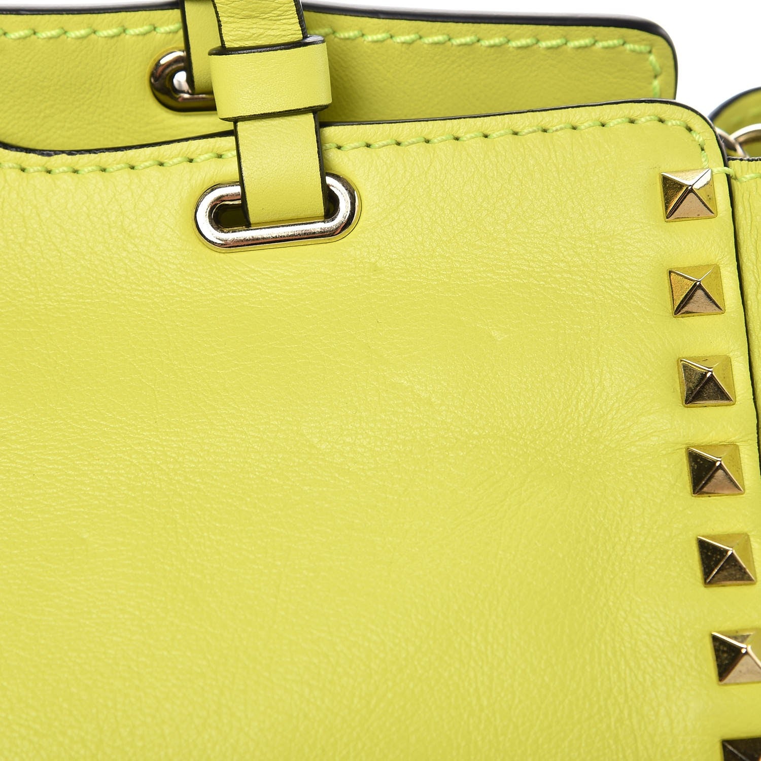 Valentino Garavani Vitello Medium Rockstud Tote Yellow Fluo 10 of 10