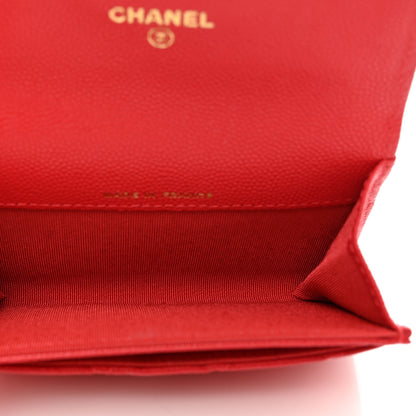 Chanel Caviar Quilted Flap Card Holder Wallet Red 5 of 9