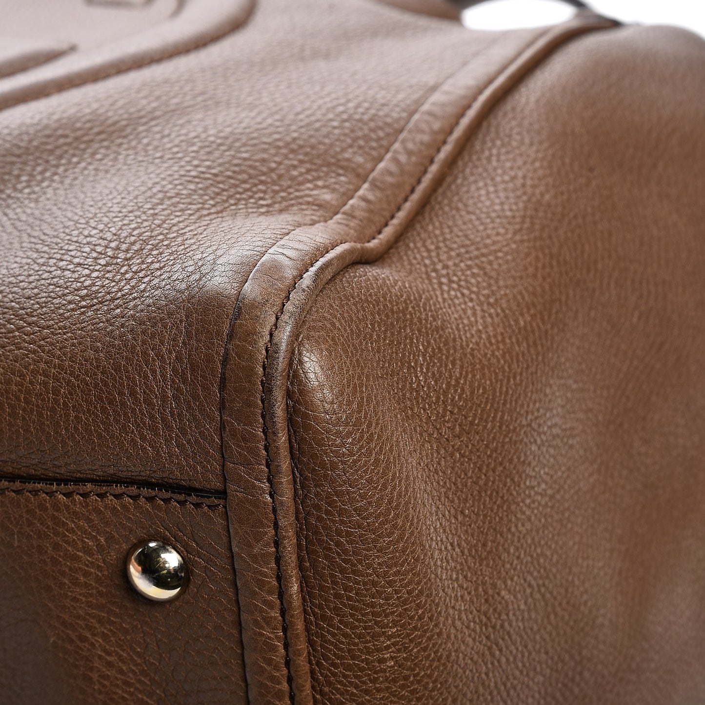 Pebbled Calfskin Medium Soho Shoulder Bag Brown