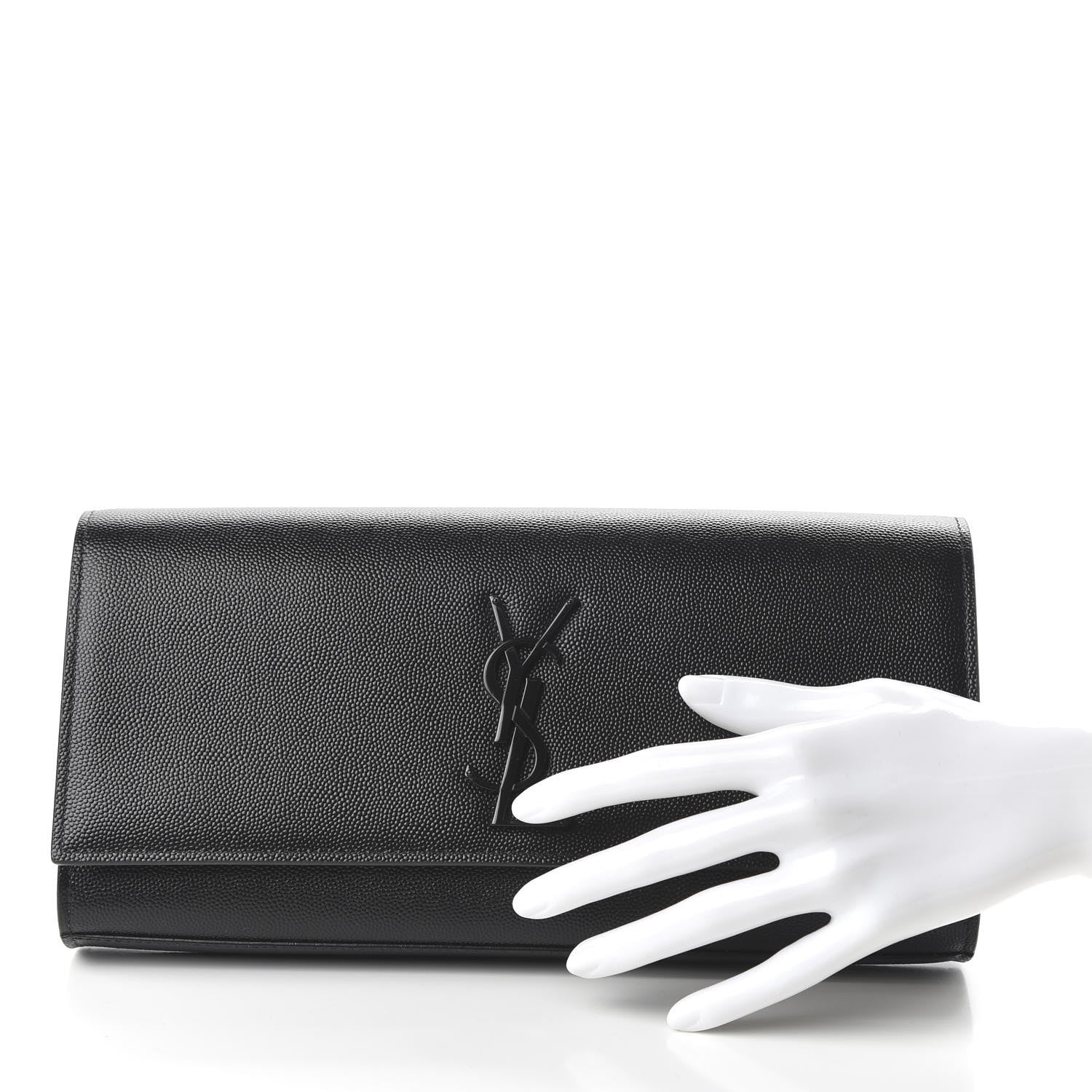 Saint Laurent Grain De Poudre Monogram Cassandre Clutch Black 2 of 9