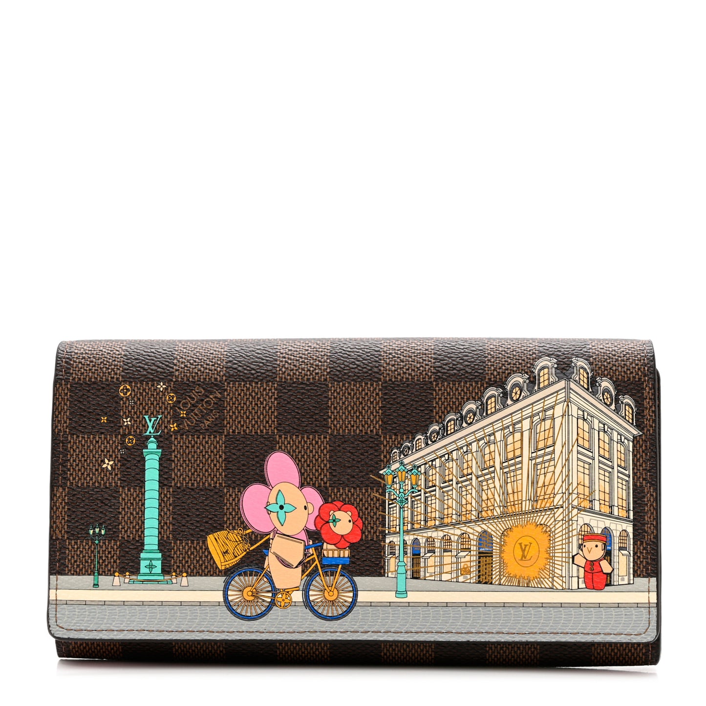 Damier Ebene 2022 Christmas Animation Paris Sarah Wallet Pink