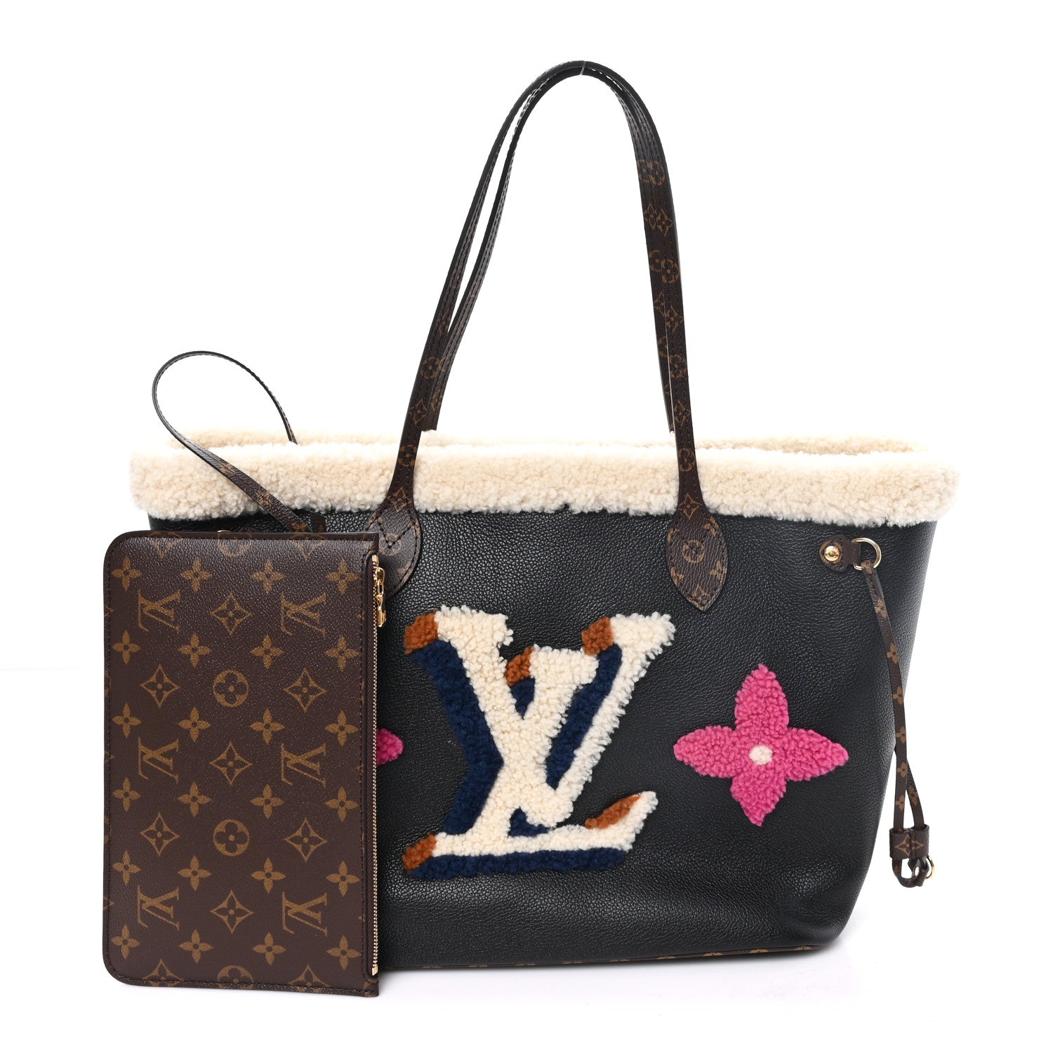 Louis Vuitton Calfskin Monogram Teddy Neverfull MM Black 3 of 11