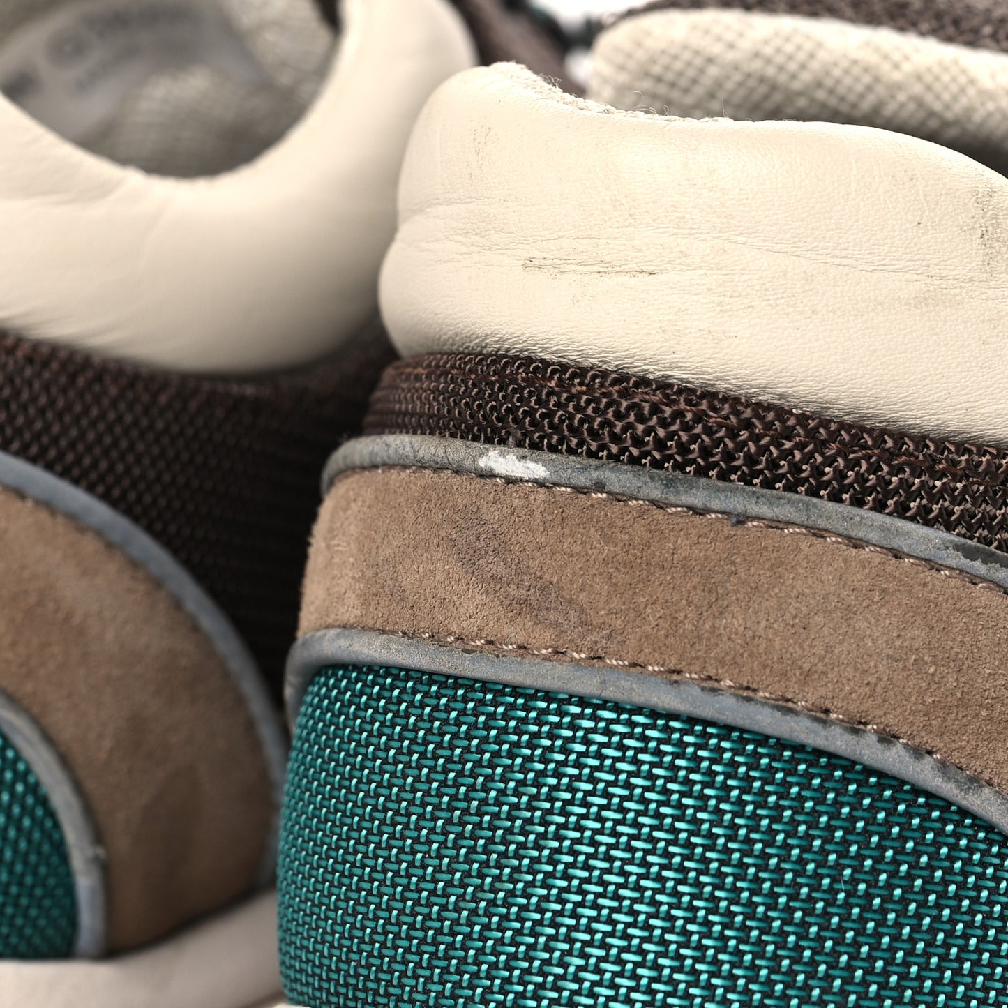 Nylon Calfskin Suede Womens CC Sneakers 40.5 Brown Green