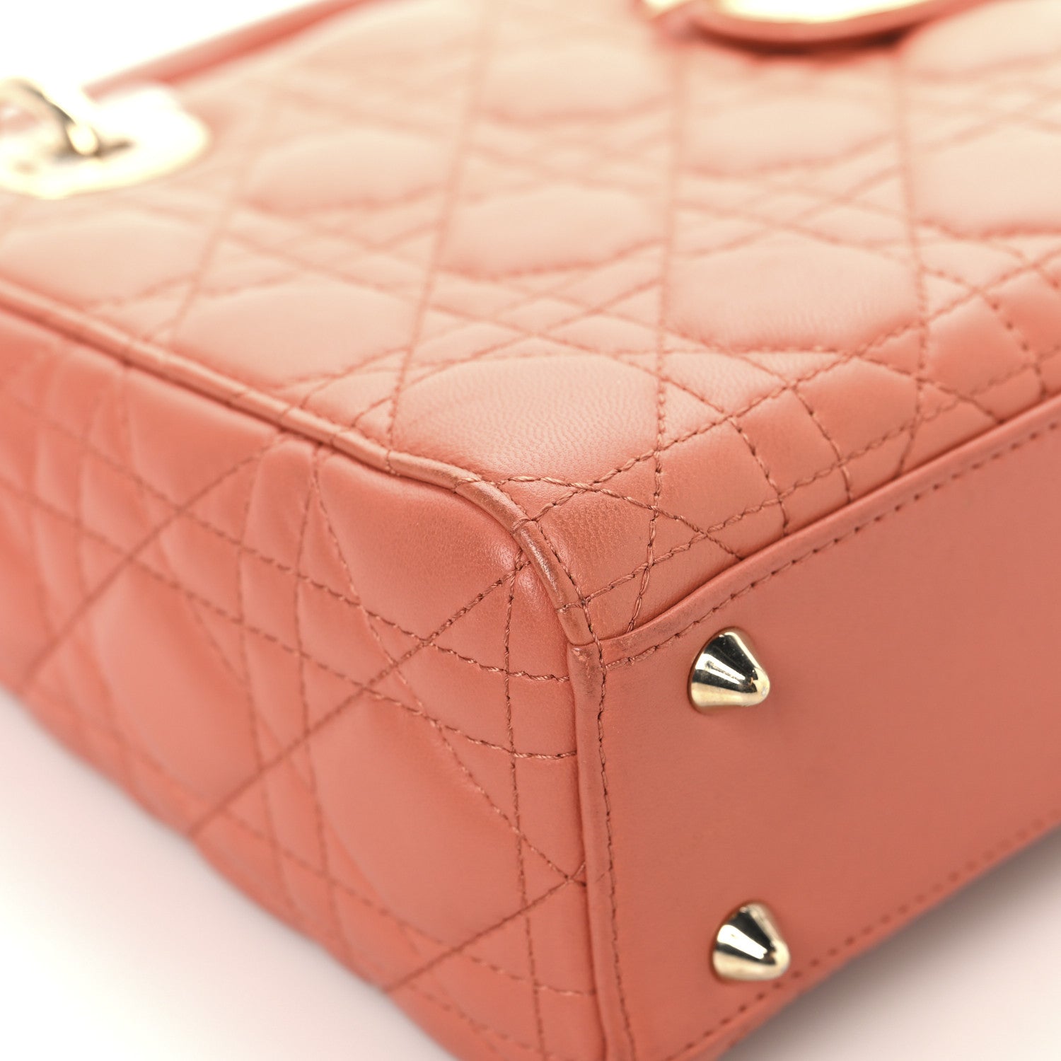 Christian Dior Lambskin Cannage Small My ABCDior Lady Dior Coral 8 of 13