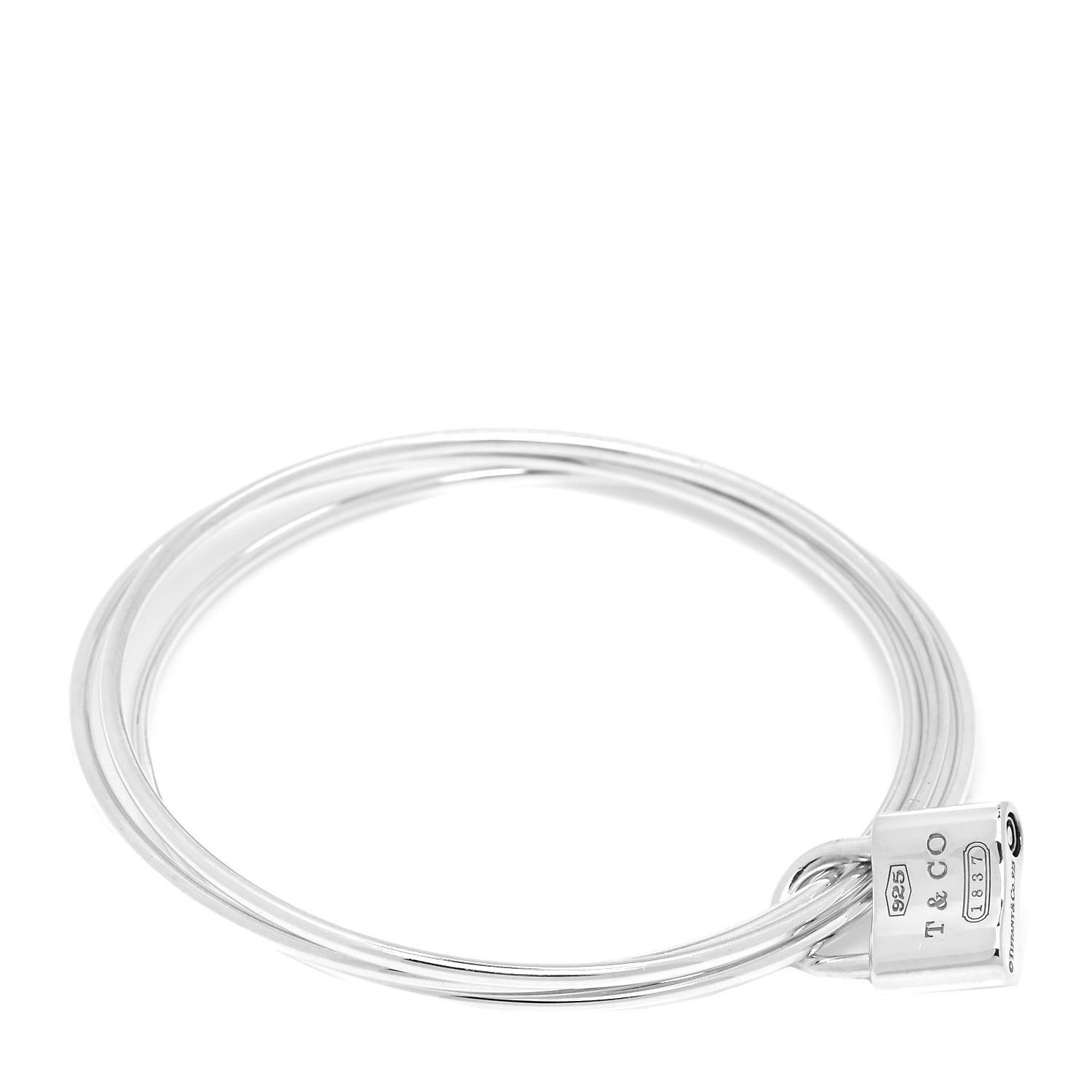 Tiffany Sterling Silver 1837 Triple Bangle Lock Bracelet 1 of 5