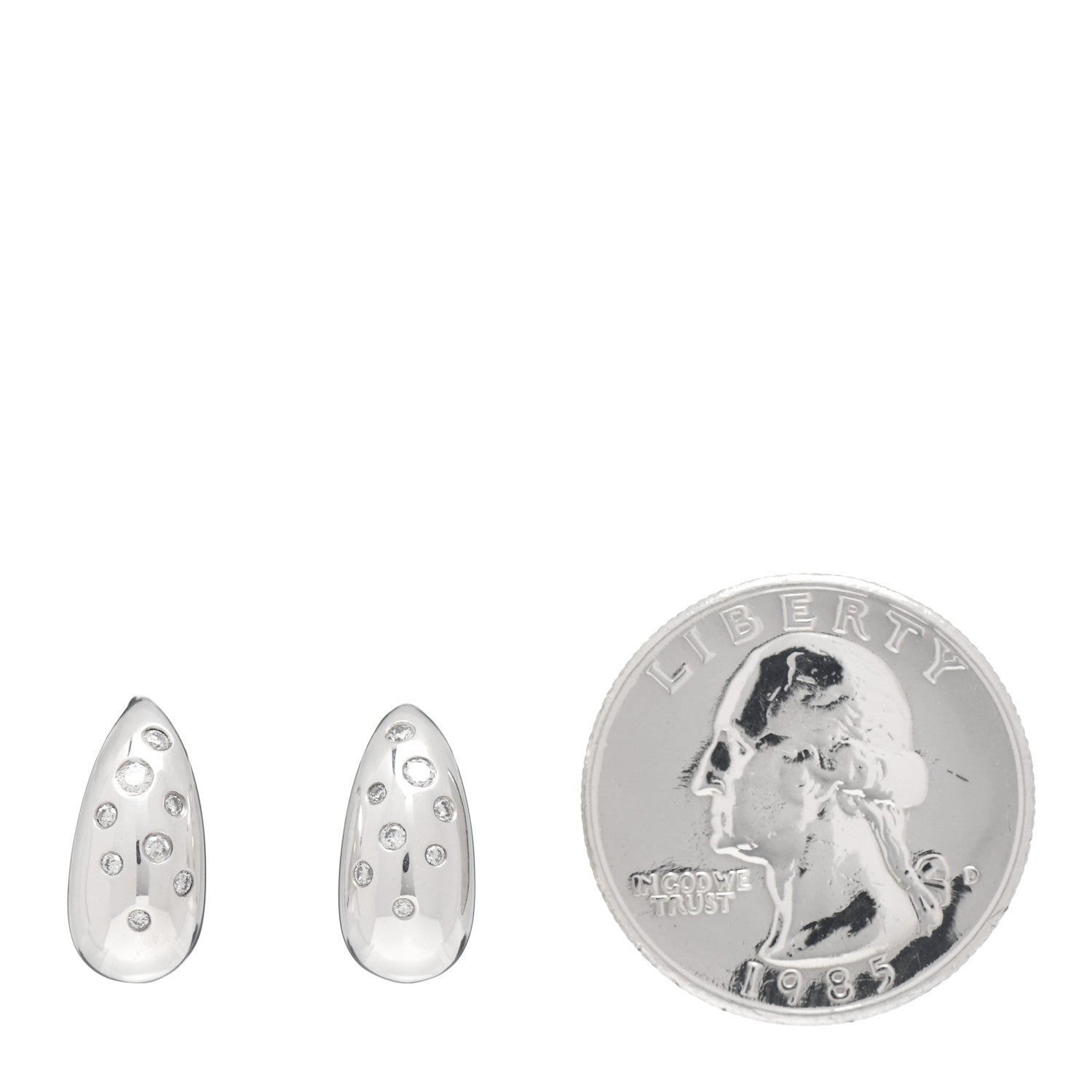 David Yurman Sterling Silver Diamond 15mm Pure Form Earrings 2 of 4