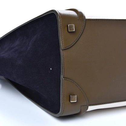 Celine Textured Calfskin Suede Tri-color Mini Luggage Cream 8 of 20