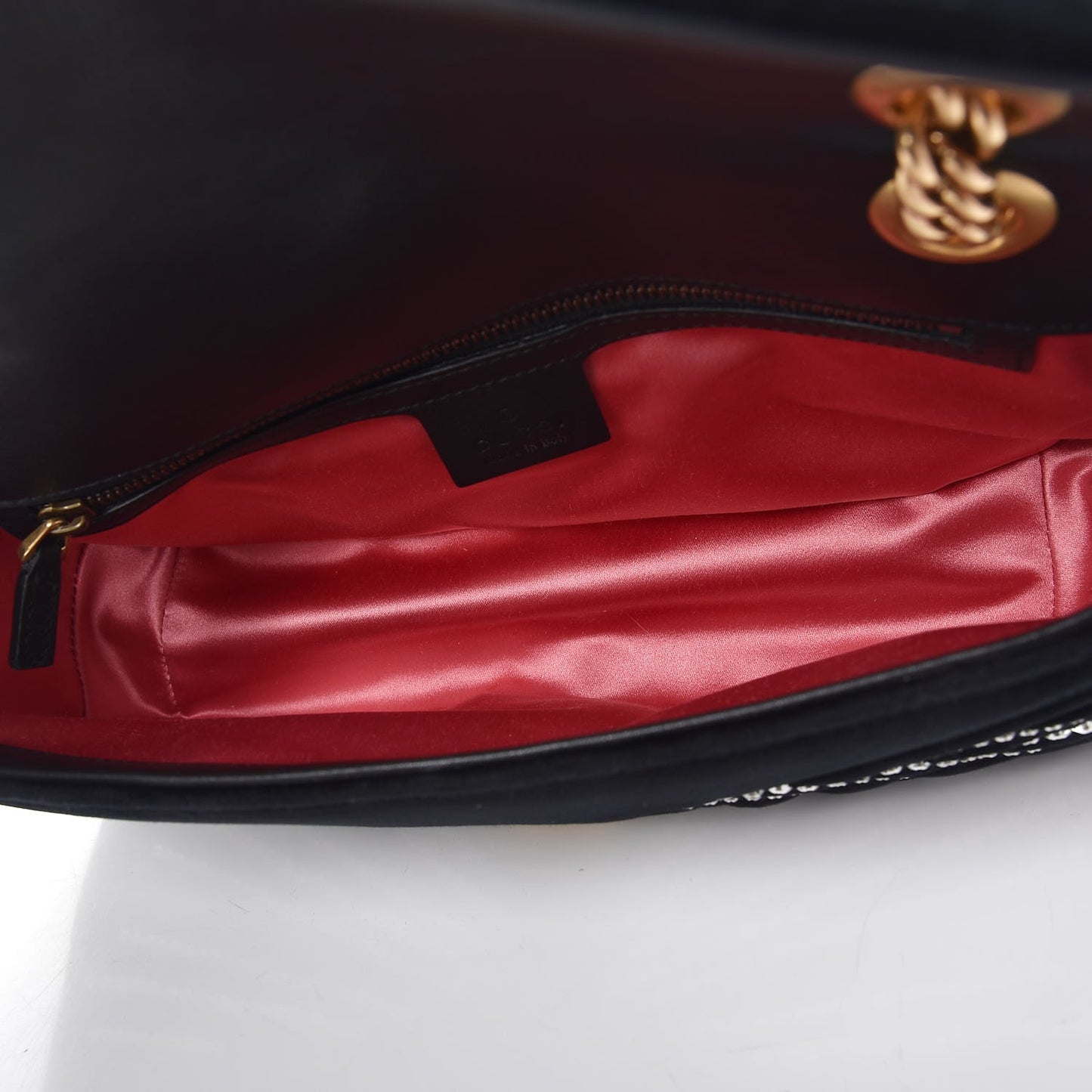 Velvet Matelasse Marquise Crystals Embroidered Small GG Marmont Shoulder Bag Black