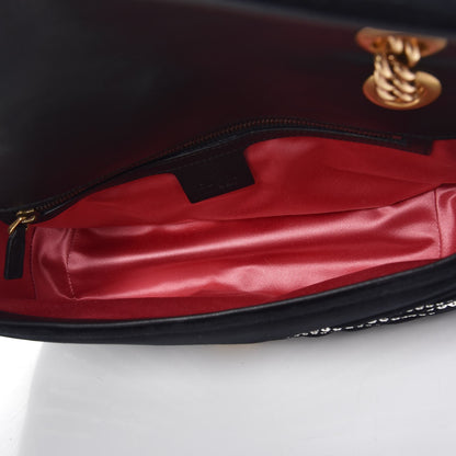 Gucci Velvet Matelasse Marquise Crystals Embroidered Small GG Marmont Shoulder Bag Black 5 of 7
