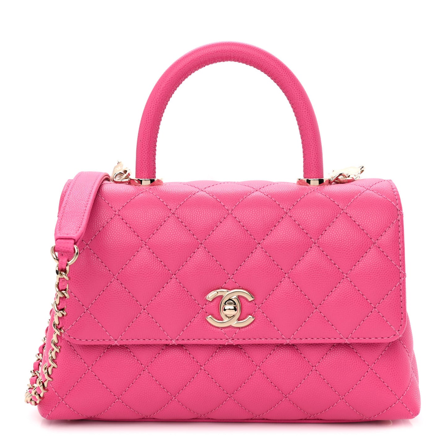 Caviar Quilted Mini Coco Handle Flap Rose