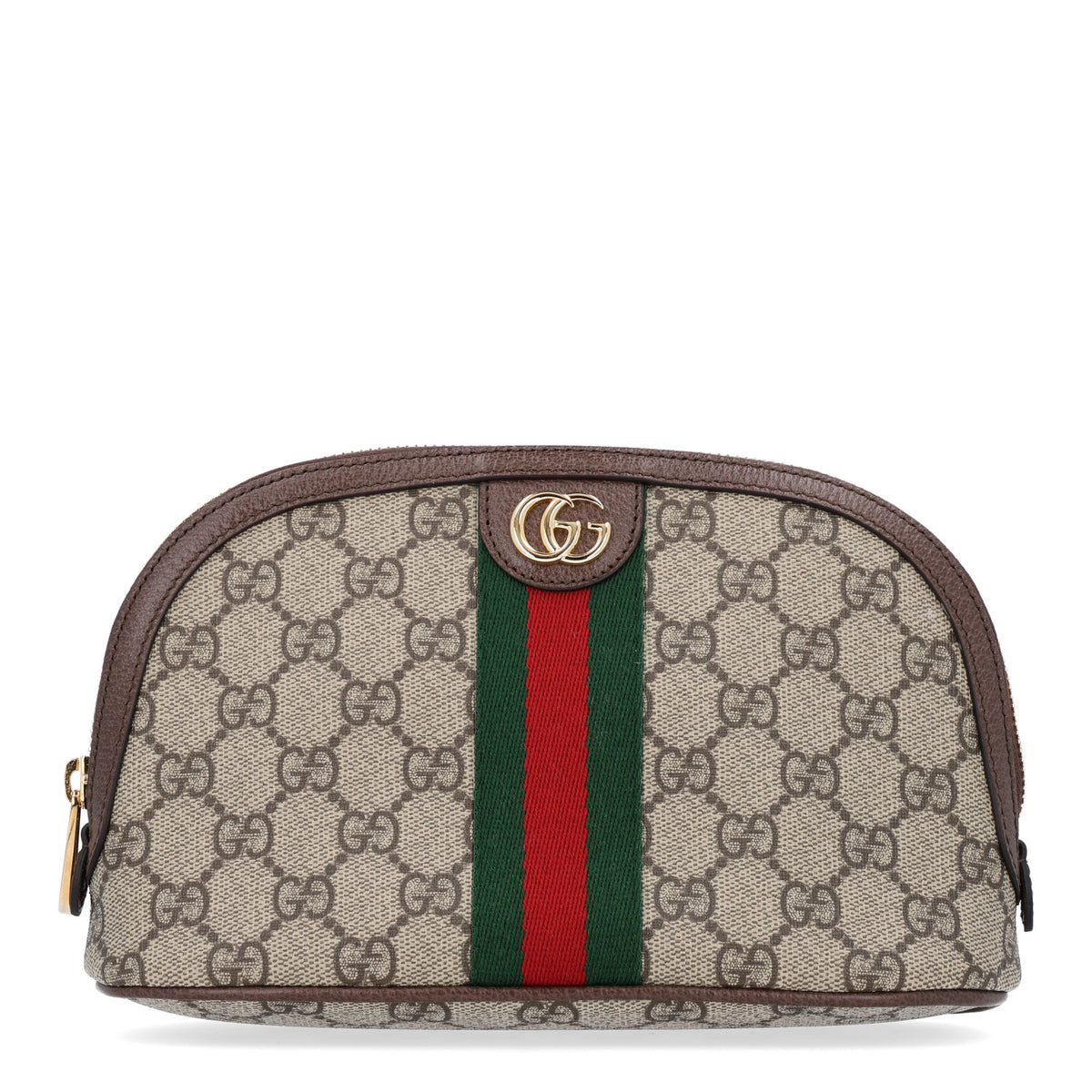 Gucci GG Supreme Monogram Textured Calfskin Web Large Ophidia Cosmetic Case Beige Ebony New Acero 1 of 10